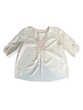 REBECCA TAYLOR Light Blush Peach Silk Open Back Blouse Women’s Size Small